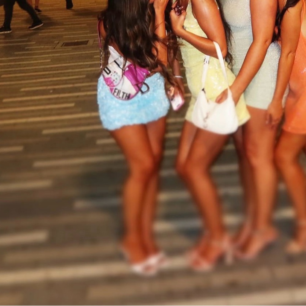 Blue Sequin Mini Skirt - Picture 6 of 6
